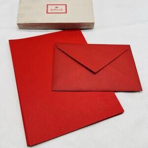 VTG Hallmark Christmas Stationery Writing Papers Set Embossed Seal Holly Berries